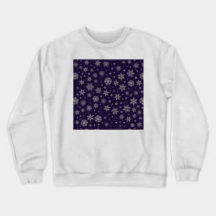 Dark Background Winter Snowflakes Pattern Crewneck Sweatshirt